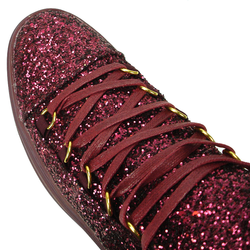 FI-2174-2 Burgundy Glitter Casual High Top Sneaker Boot Fiesso by Aurelio Garcia