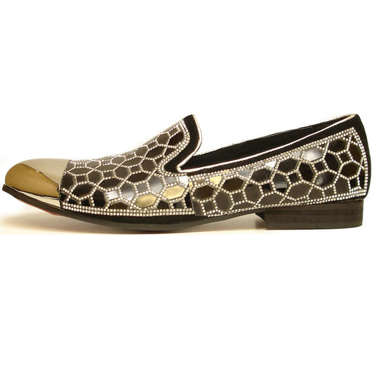 FI-7024 Black Gun Metal Tip Slip on Loafer Fiesso by Aurelio Garcia