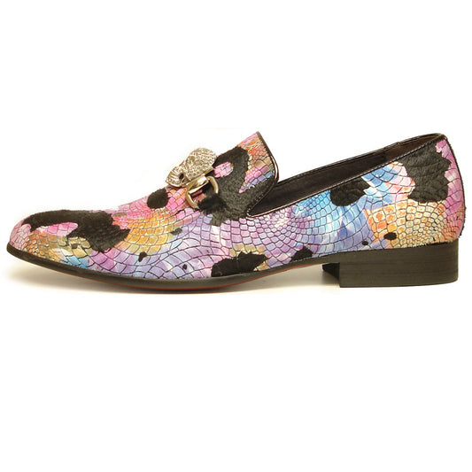 FI-7056 Multi Color Leather Print Fiesso by Aurelio Garcia slip on