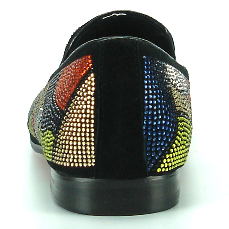 FI-7068 Black Suede With Multi Color Rhinestone Fiesso by Aurelio Garcia