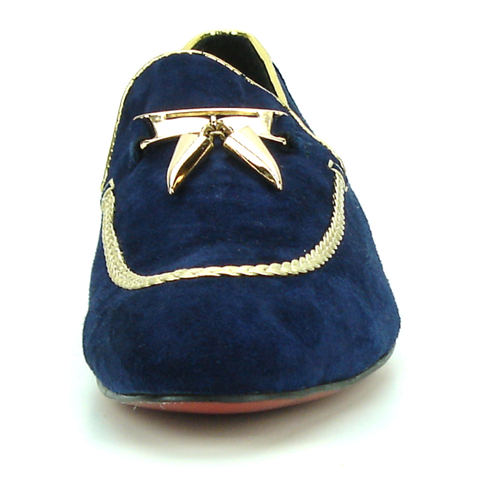 FI-7157 Navy Suede with Gold Metal Tassel Fiesso by Aurelio Garcia