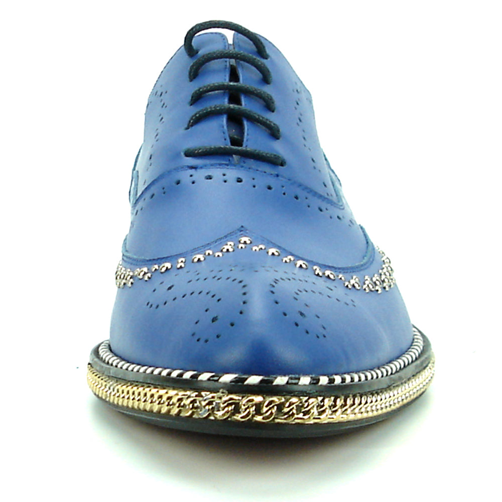 FI-7201 Blue Genuine Leather Lace up Wing Tip Fiesso by Aurelio Garcia