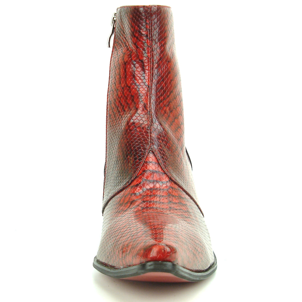 FI-7240 Red Snake Print Boot with side Zipper Fiesso by Aurelio Garcia