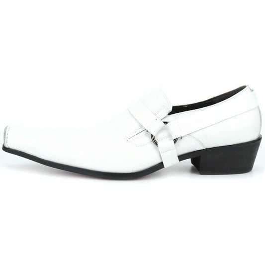 FI-7278 White Leather Shoe Pointed Toe Slip on Fiesso by Aurelio Garcia