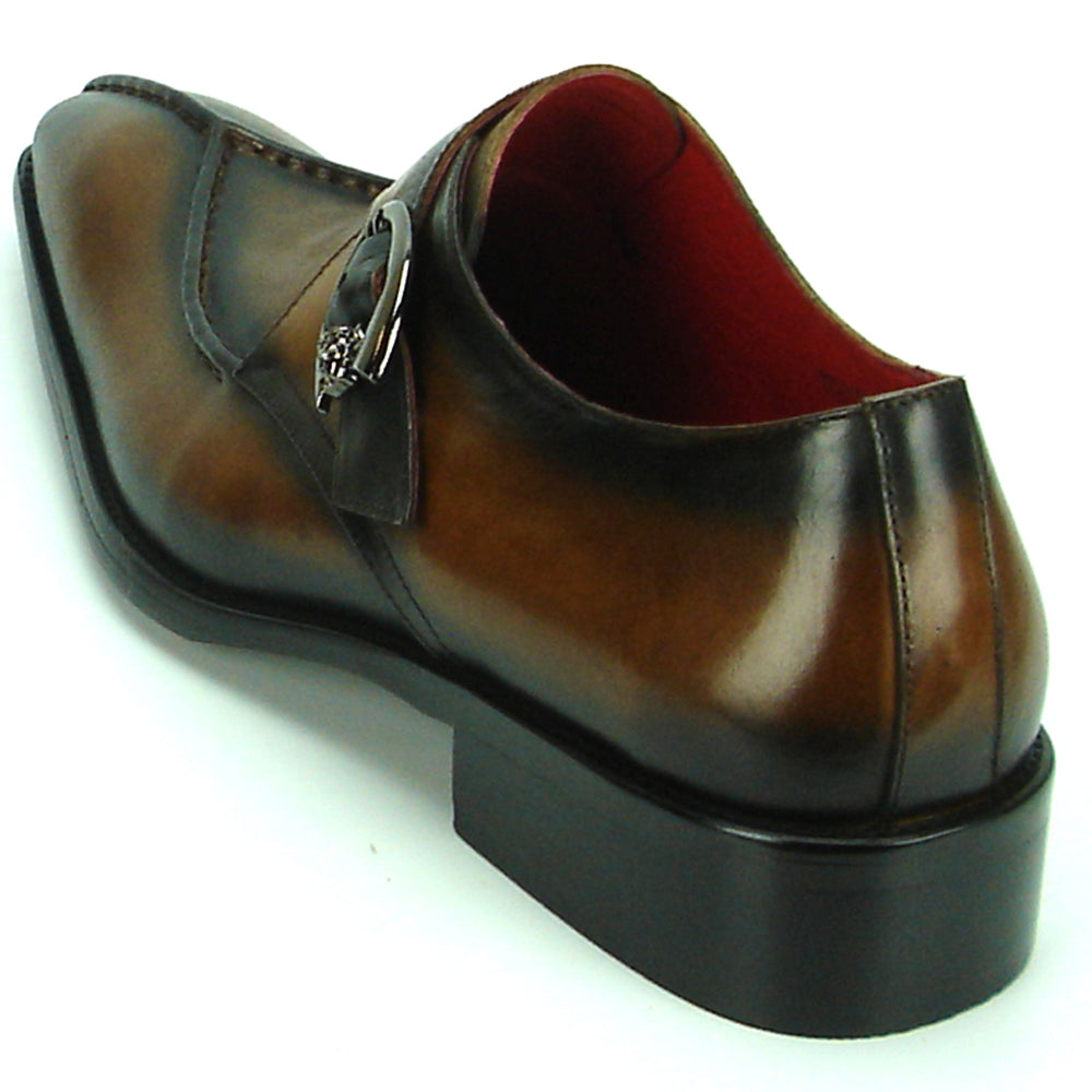 FI-8712 Genuine Coffee Leather Side Buckle Monk Strap Fiesso by Aurelio