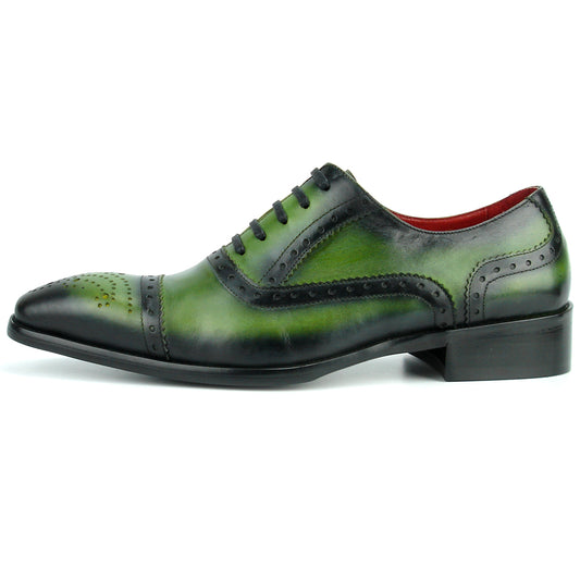FI-8713 Green Leather Cap Toe Lace up Encore by Fiesso