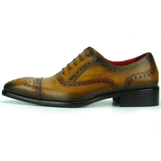 FI-8713 Tan Leather Cap Toe Lace up Encore by Fiesso