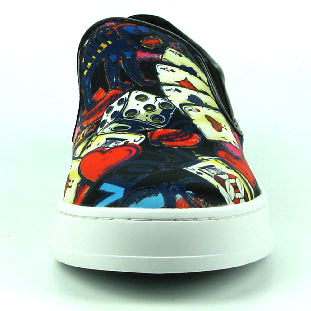 FI-2344 Ace of Hearts Print Slip on Low Cut Sneaker Encore by Fiesso