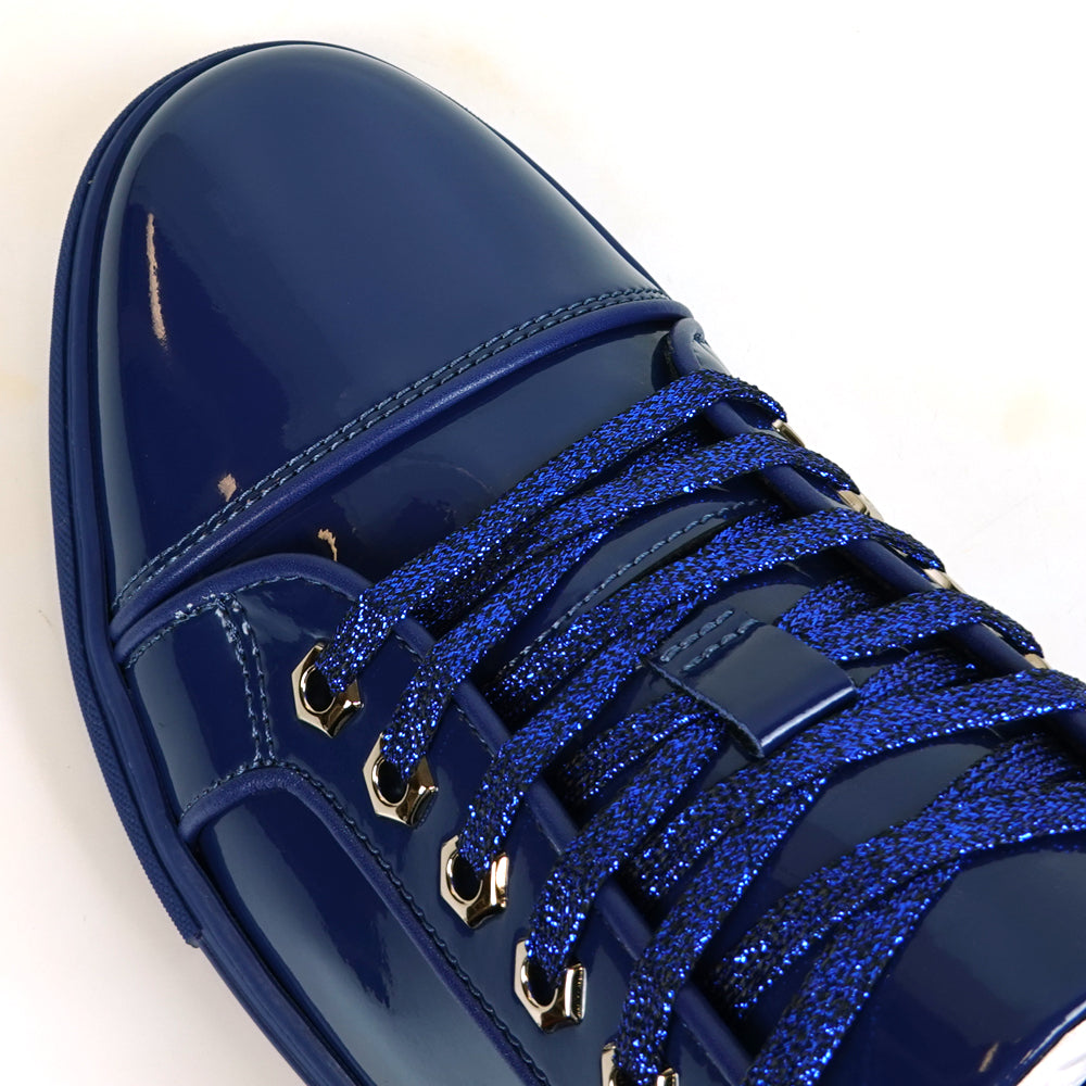 FI-2415-2 Navy Patent Leather Lace up Sneaker Encore by Fiesso