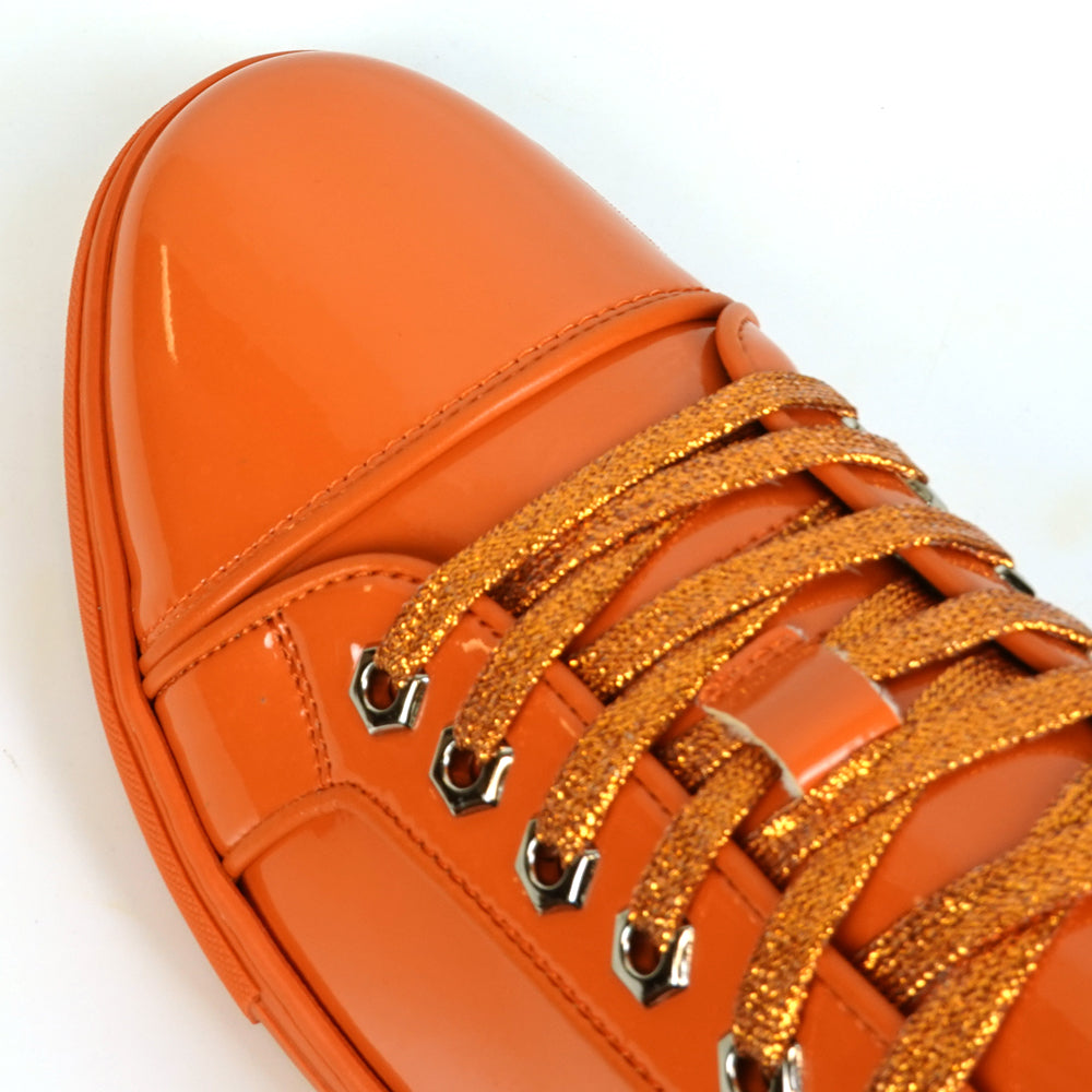 FI-2415-2 Orange Patent Leather Lace up Sneaker Encore by Fiesso