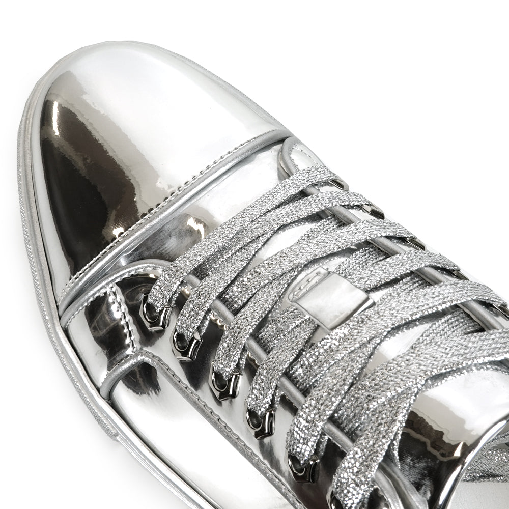 FI-2415-2 Silver Patent Leather Lace up Sneaker Encore by Fiesso