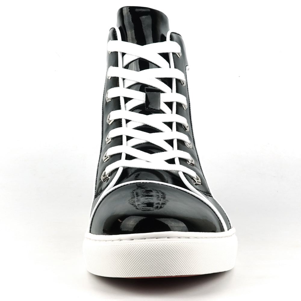 FI-2416 Black Patent Leather Lace up High top Sneaker Encore by Fiesso