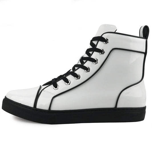 FI-2416 White Patent Leather Lace up High top Sneaker Encore by Fiesso