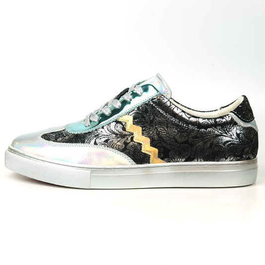 FI-2431 Silver Multi Leather Lace up Low Cut Sneaker Encore by Fiesso
