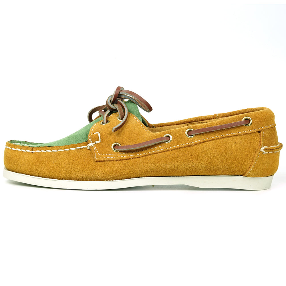 FI-6512-S Yellow Lime Premiun Genuine Suede Lace up Boat Shoes Fiesso by Aurelio Garcia