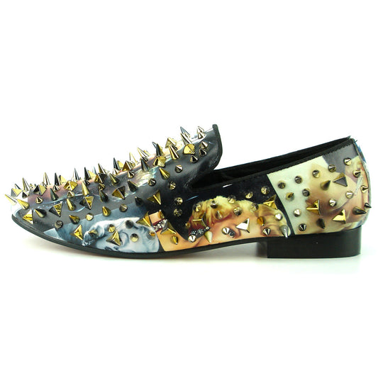 FI-7239-L Marilyn Print with Gold Spikes Slip on Fiesso by Aurelio Garcia