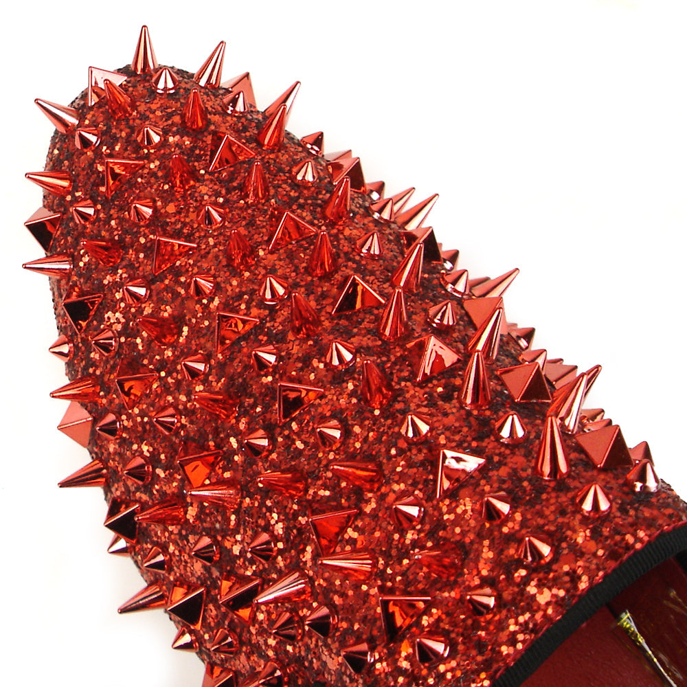 FI-7239 Red Glitter Red Spikes Slip on Loafer Fiesso by Aurelio Garcia