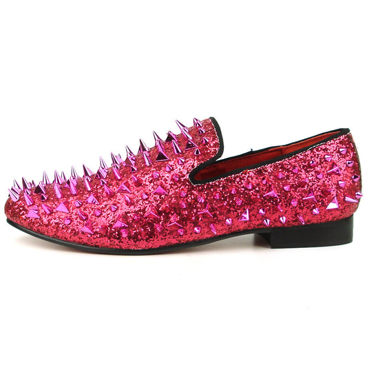 FI-7239 Rose Glitter Rose Spikes Slip on Loafer Fiesso by Aurelio Garcia