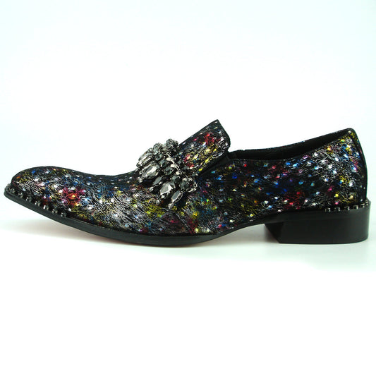 FI-7287-2 Multi Color With Rhinestones Slip on Loafer Fiesso by Aurelio Garcia