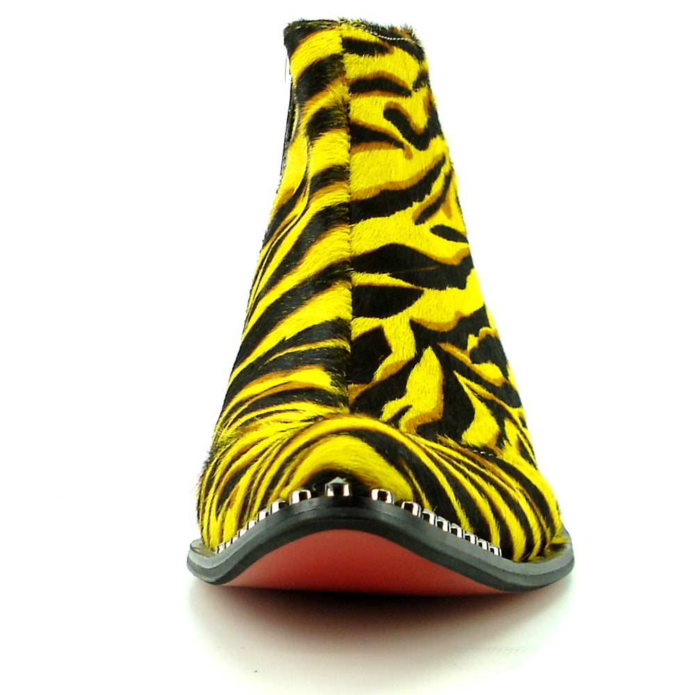 FI-7315 Black Yellow Pony Hair Zebra Boot Fiesso by Aurelio Garcia