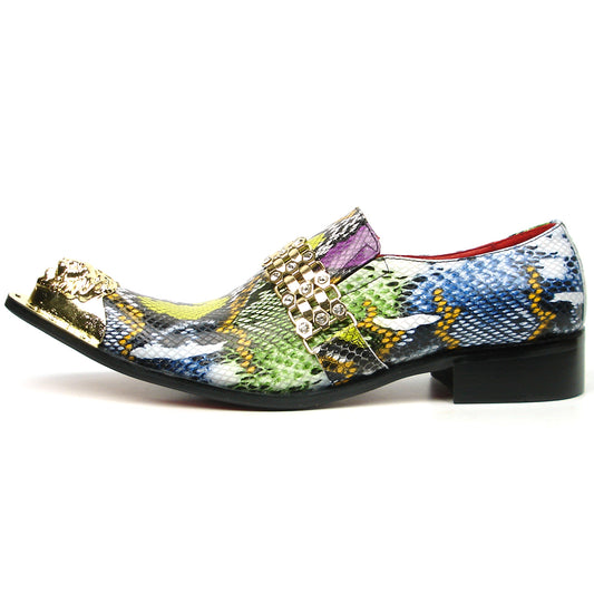 FI-7395 Python Multicolor Leather Slip on Metal Tip Fiesso by Aurelio Garcia