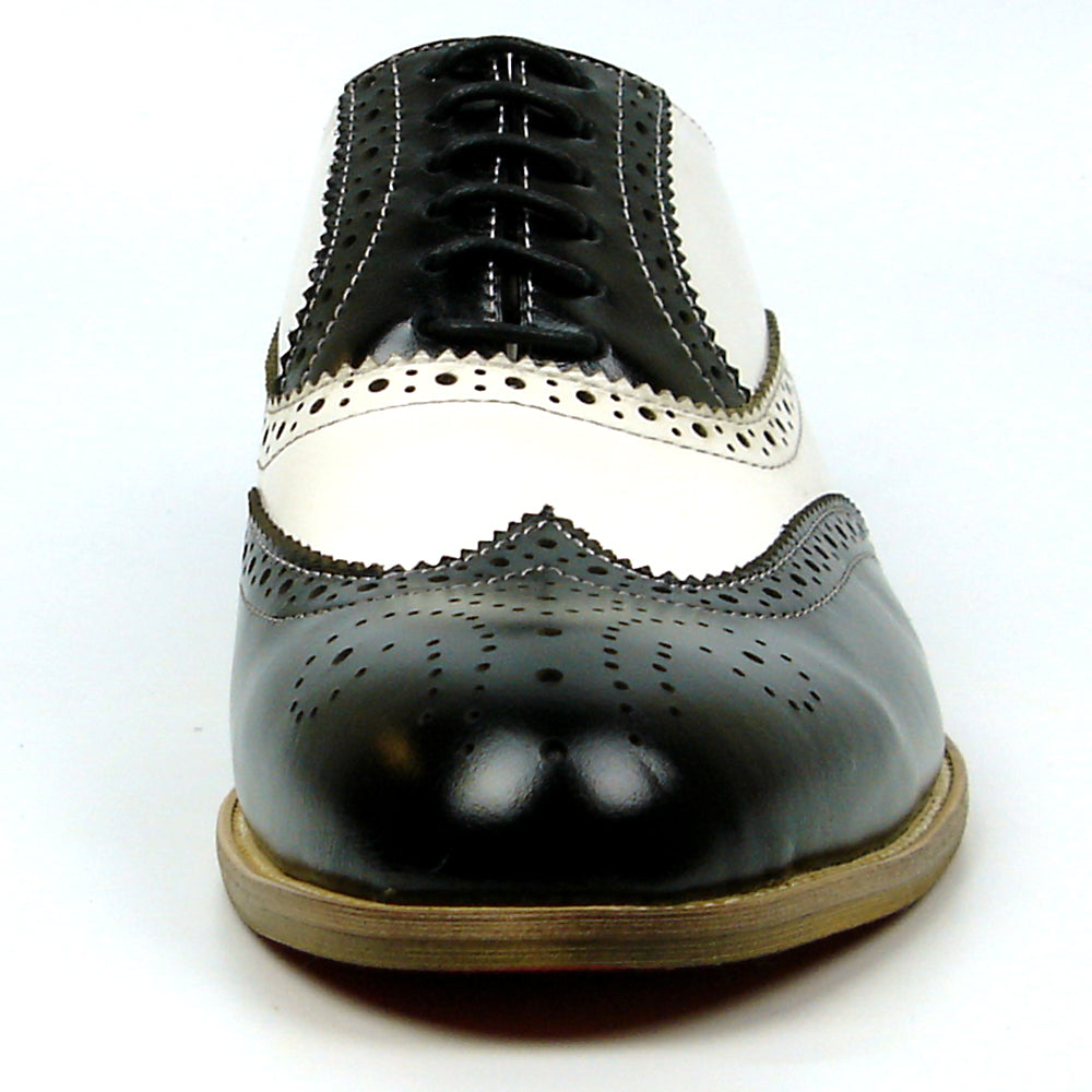 FI-7400 Black White Leather Wingtip Lace up Fiesso by Aurelio Garcia