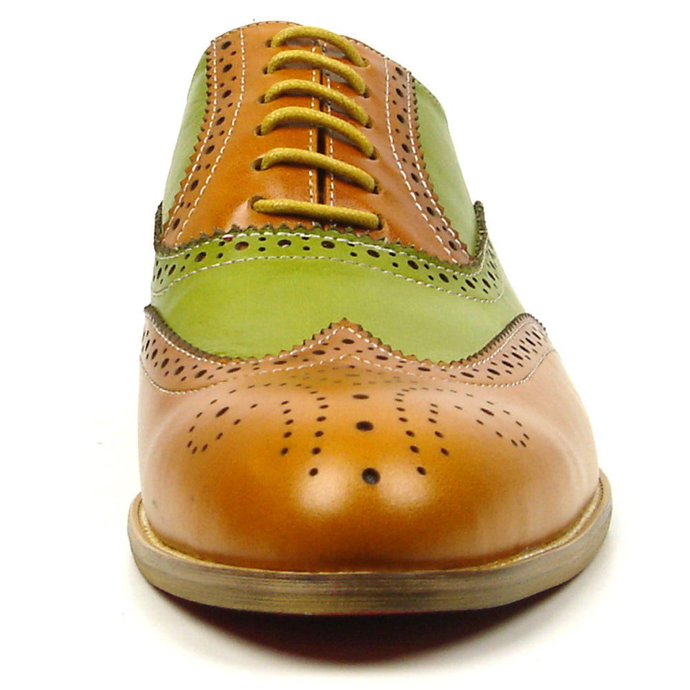 FI-7400 Brown Green Leather Wingtip Lace up Fiesso by Aurelio Garcia