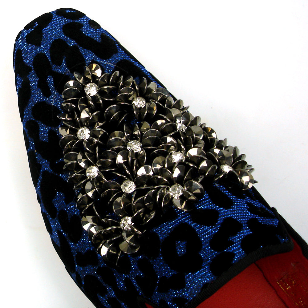 FI-7421 Black Blue Leopard Metal Ornament Loafer Fiesso by Aurelio Garcia