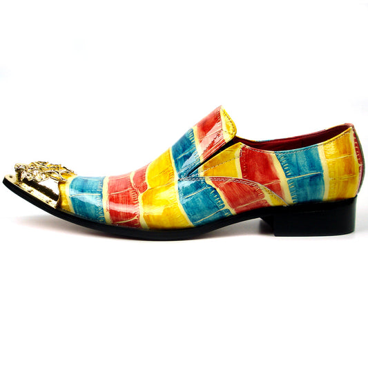 FI-7433 Multi color Men's Leather Slip On Metal Tip Fiesso by Aurelio Garcia