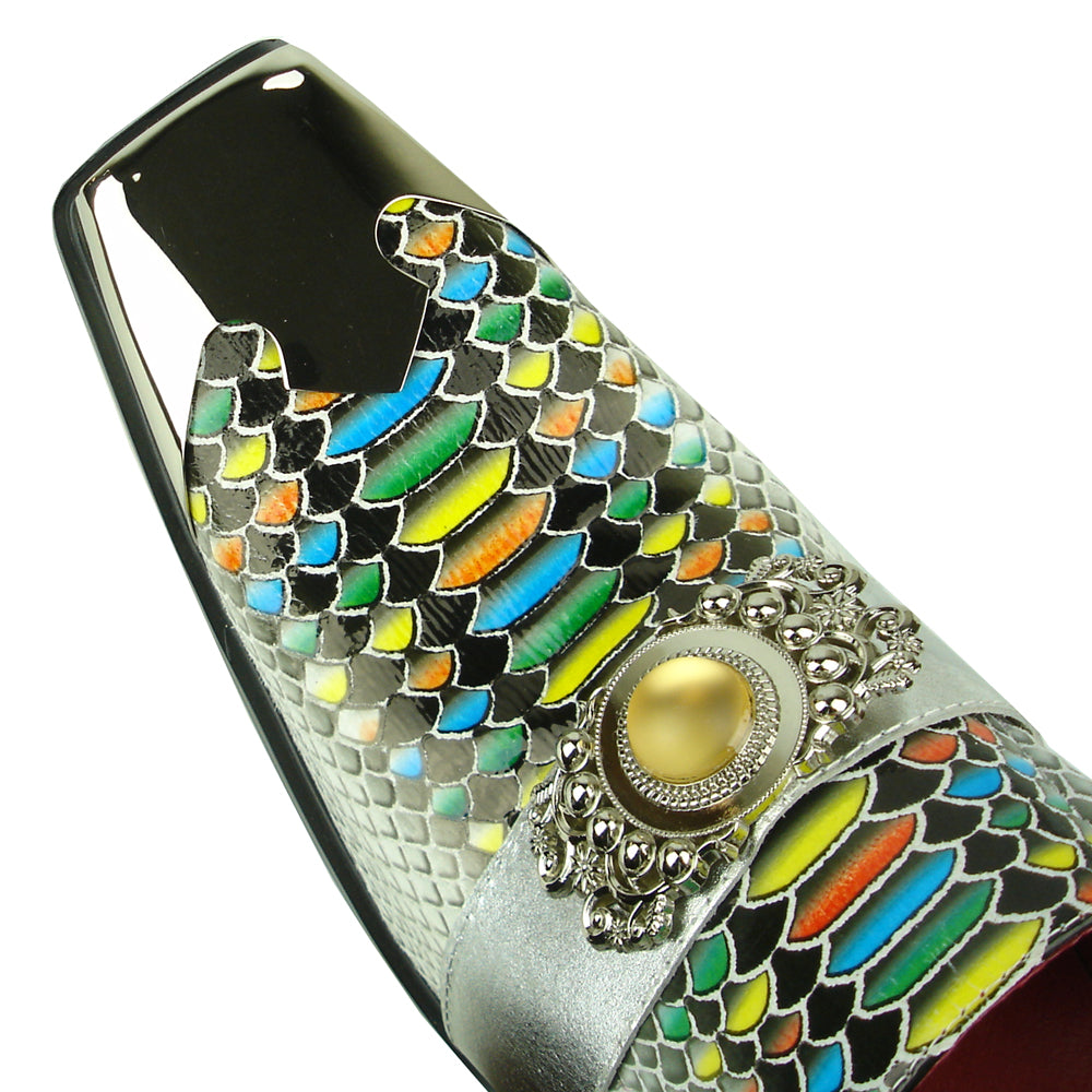 FI-7512 Black White Multi Python Slip On Gun Metal Tip Fiesso by Aurelio Garcia