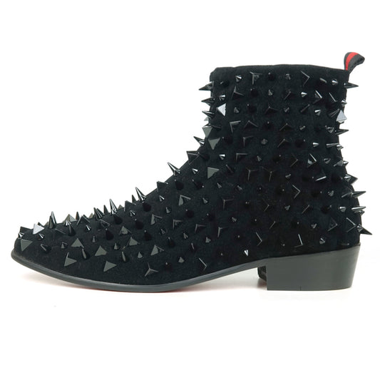 FI-7527-S Black Suede Black Spikes Boot Fiesso by Aurelio Garcia