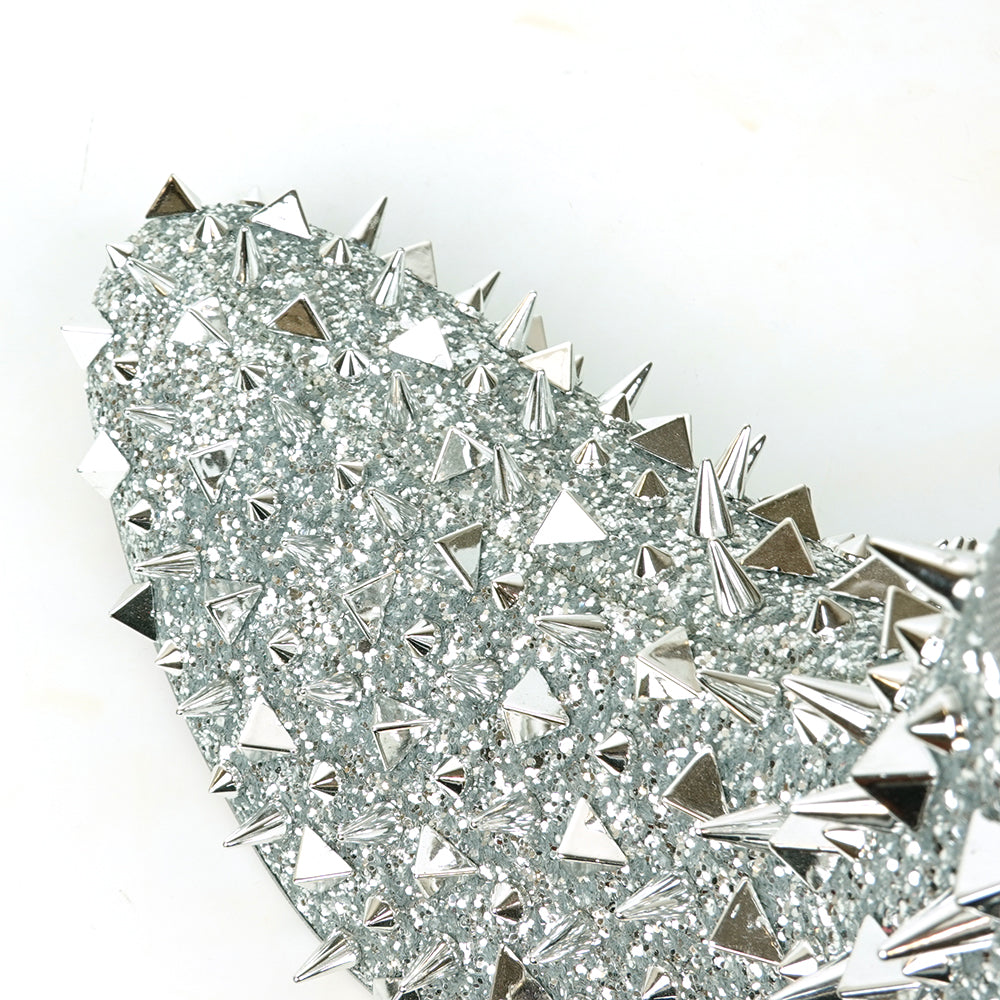 FI-7527 Silver Glitter Silver Spikes Boot Fiesso by Aurelio Garcia