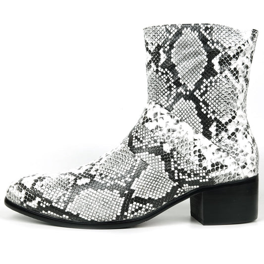 FI-7540 Black & White Sneake Print Boot Fiesso by Aurelio Garcia