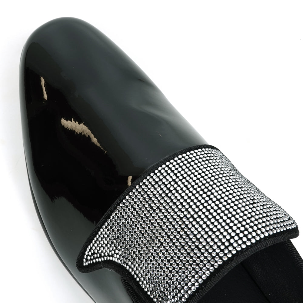FI-7549 Black Patent Rhinesttones Slip on Loafer Fiesso by Aurelio Garcia