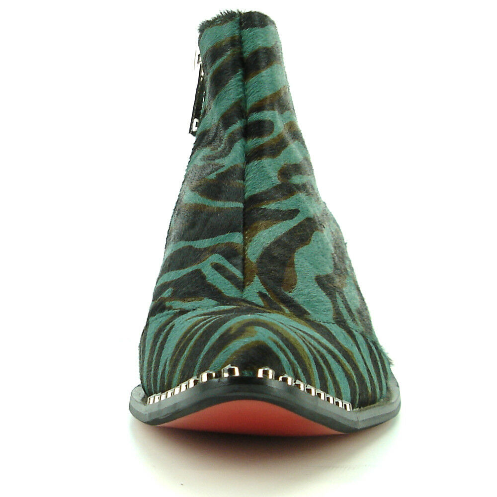 FI-7315 Black Green Pony Hair Zebra Boot Fiesso by Aurelio Garcia