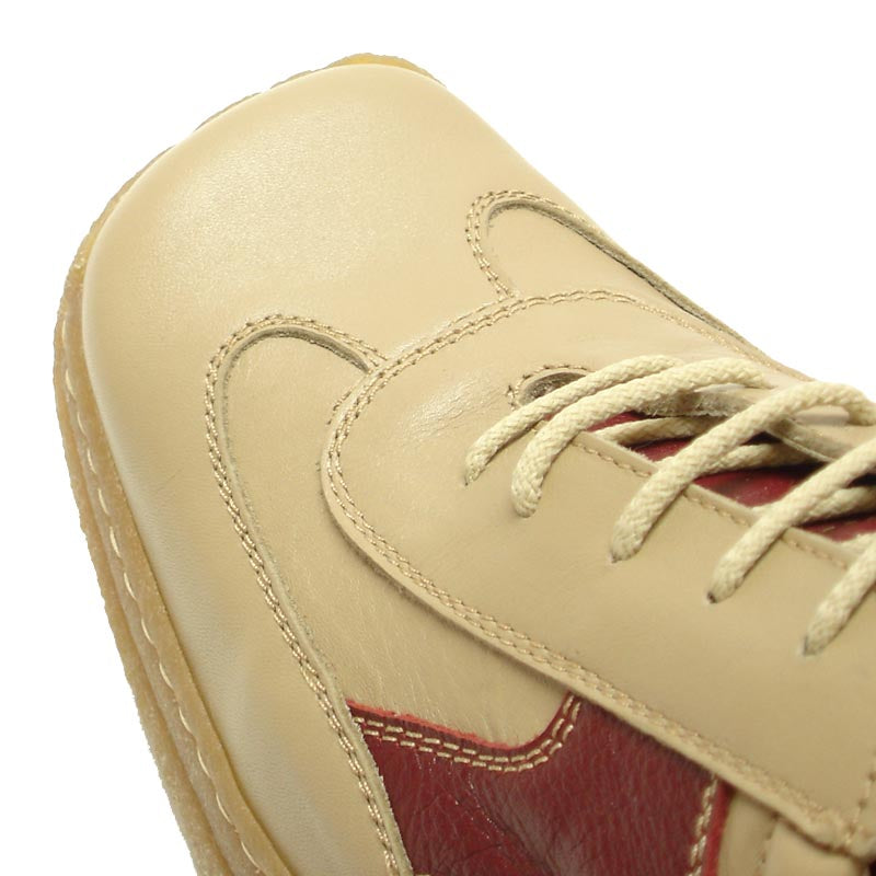 P-5446 Javier Beige Red Leather Lace up Sneaker Pinosos Made in Spain