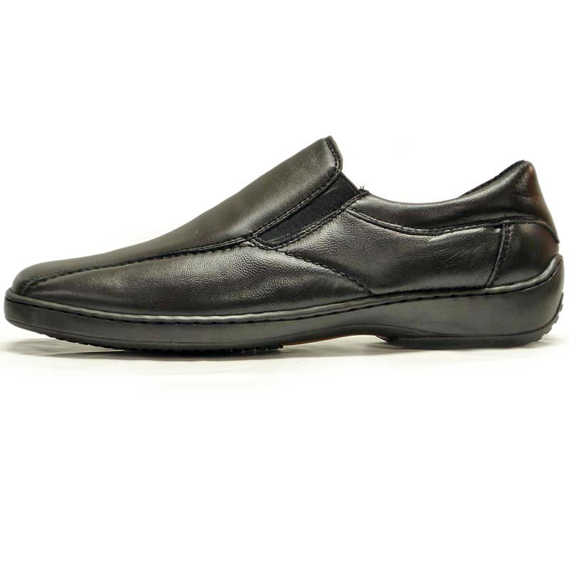 P-5594 Black Leather Slip on Loafer Pinosos Made in Spain