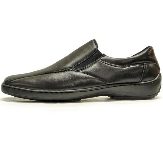 P-5594 Black Leather Slip on Loafer Pinosos Made in Spain