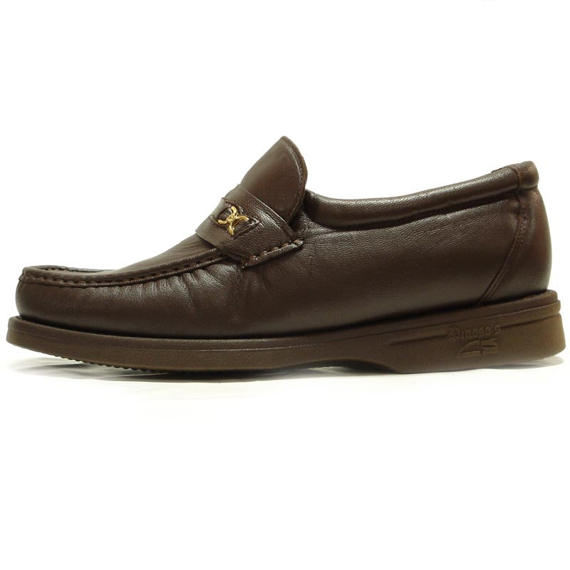 P-5615-668 Brown Leather Slip on Loafer Pinosos Made in Spain