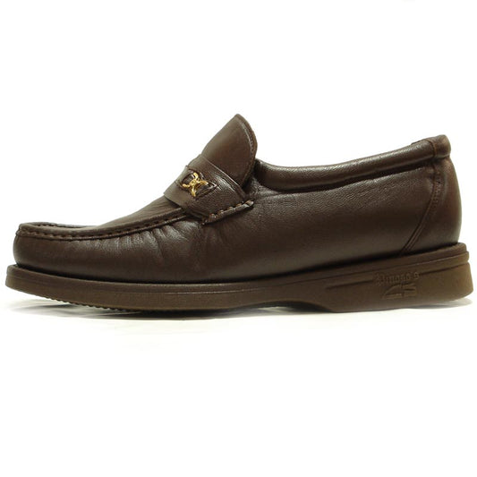 P-5615-668 Brown Leather Slip on Loafer Pinosos Made in Spain