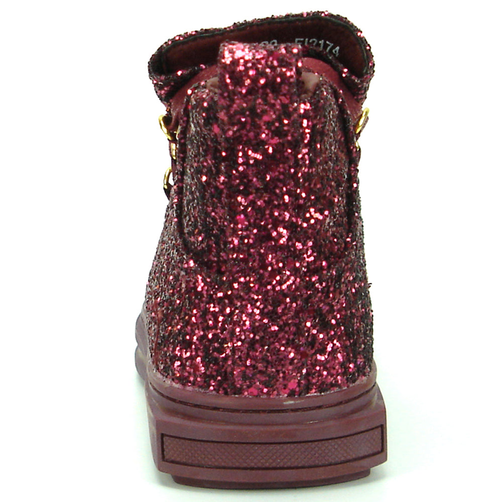 FI-2174-2 Burgundy Glitter Casual High Top Sneaker Boot Fiesso by Aurelio Garcia