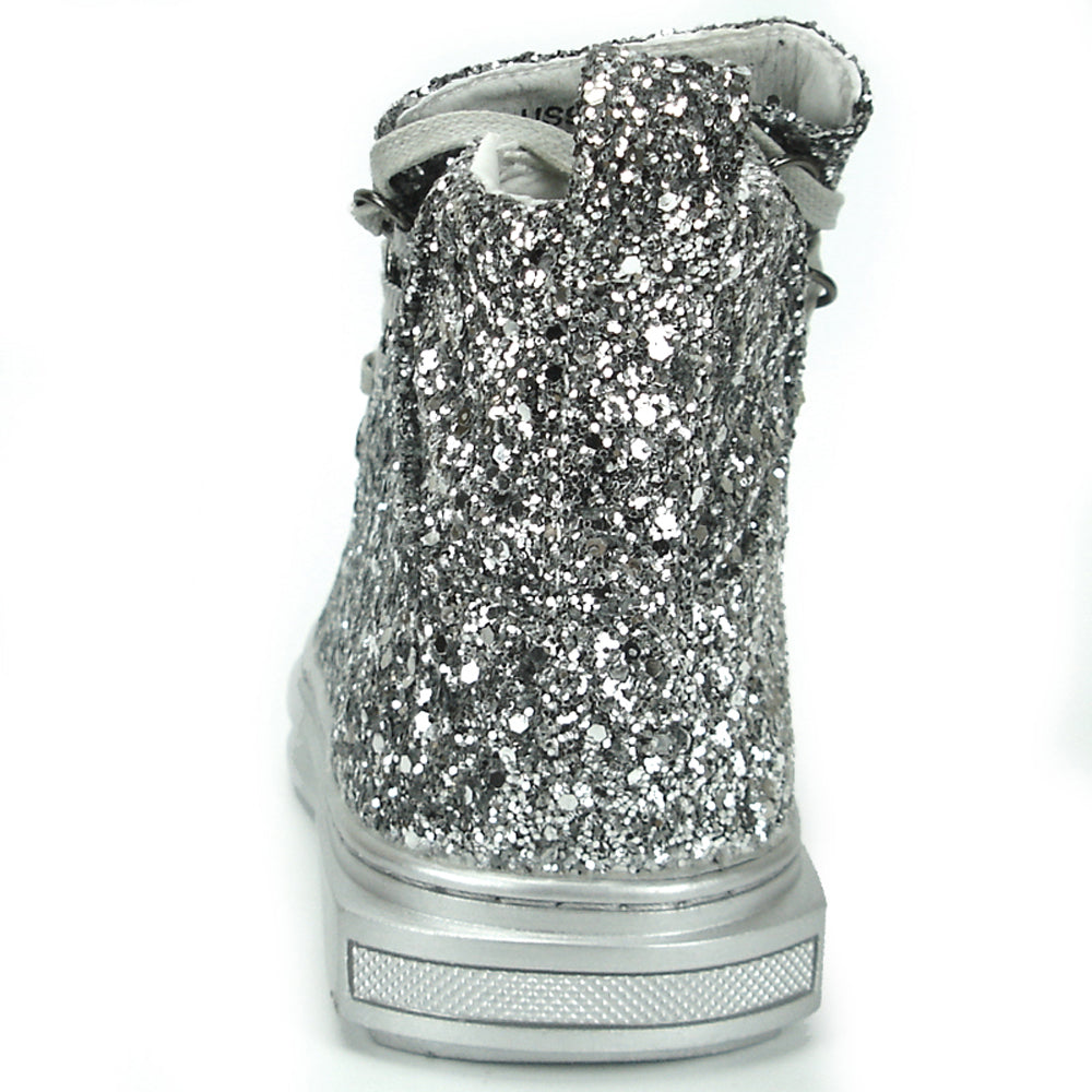 FI-2174-2 Silver Glitter Casual High Top Sneaker Boot Fiesso by Aurelio Garcia