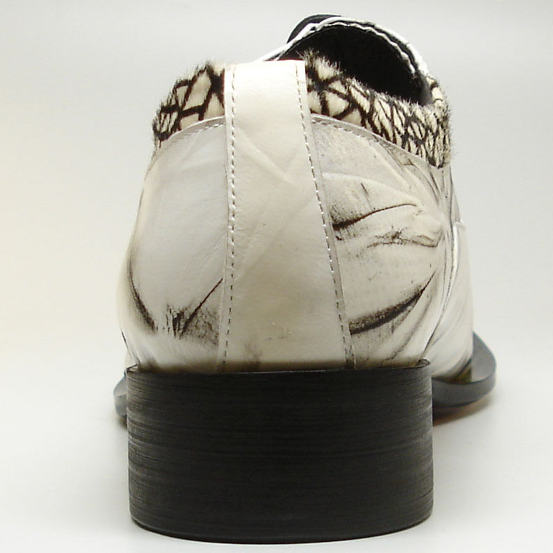 FI-6931 White Genuine Leather Gun Metal Tip Lace up Fiesso by Aurelio Garcia