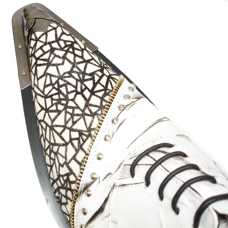 FI-6931 White Genuine Leather Gun Metal Tip Lace up Fiesso by Aurelio Garcia