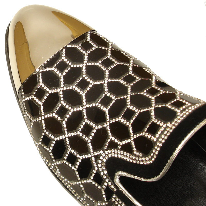 FI-7024 Black Gun Metal Tip Slip on Loafer Fiesso by Aurelio Garcia