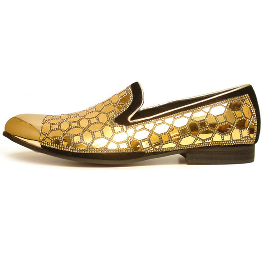 FI-7024 Gold Metal Tip Slip on Loafer Fiesso by Aurelio Garcia