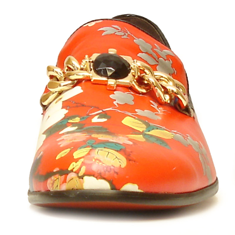FI-7054 Red Leather Floral Print Fiesso by Aurelio Garcia slip on