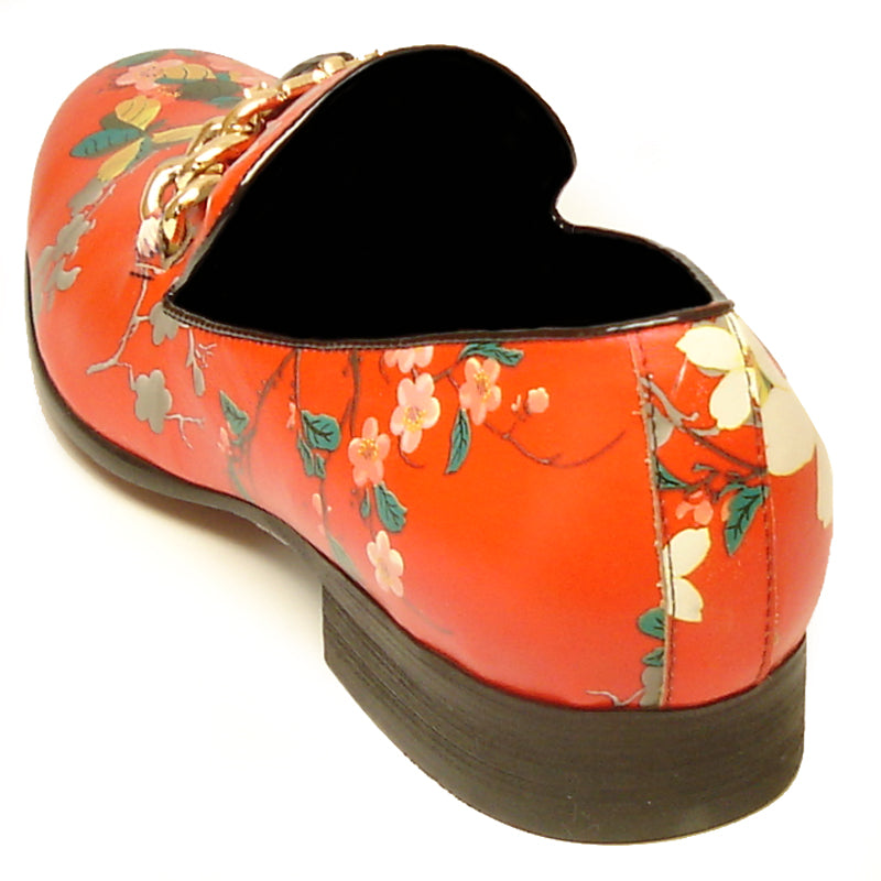FI-7054 Red Leather Floral Print Fiesso by Aurelio Garcia slip on