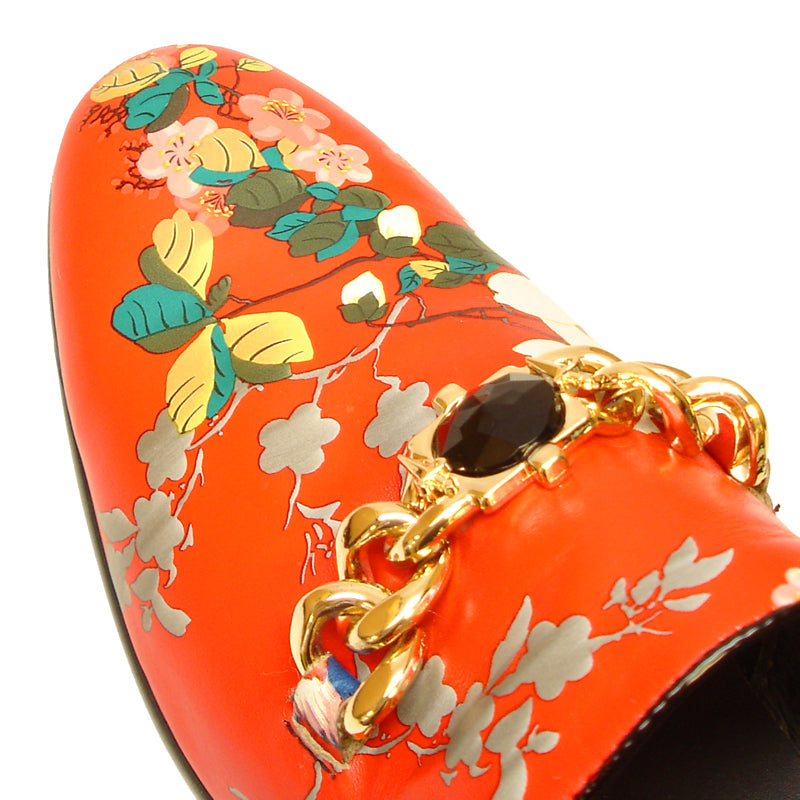 FI-7054 Red Leather Floral Print Fiesso by Aurelio Garcia slip on