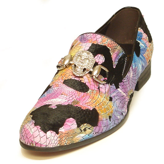 FI-7056 Multi Color Leather Print Fiesso by Aurelio Garcia slip on